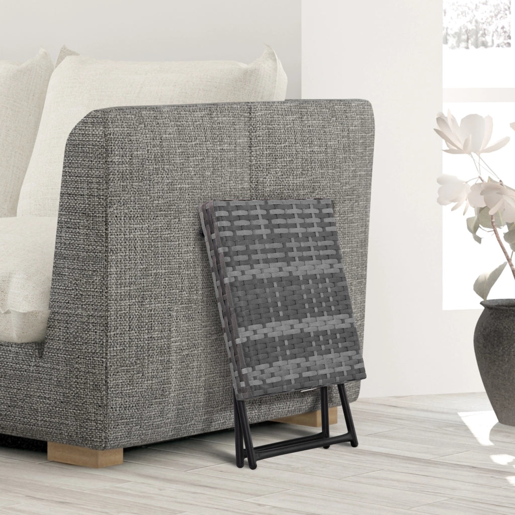 Tavolino da esterno in rattan pieghevole ¨C zephmum ¨C grigio 40x40x40 cm