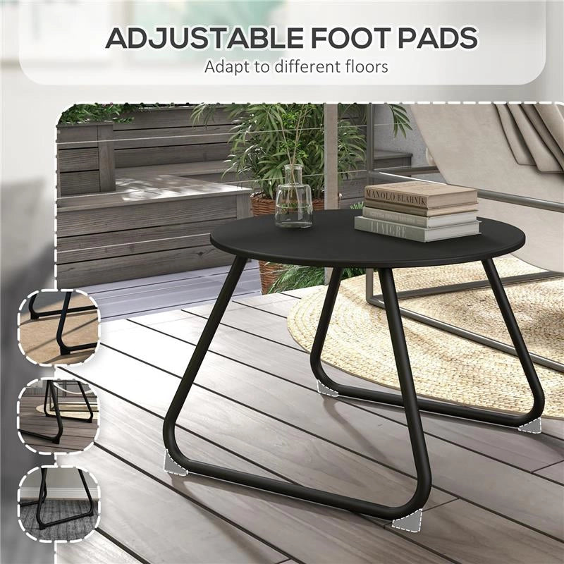 TAVOLINO DA ESTERNI Ø48X37 CM IN METALLO NERO CON PIEDINI REGOLABILI