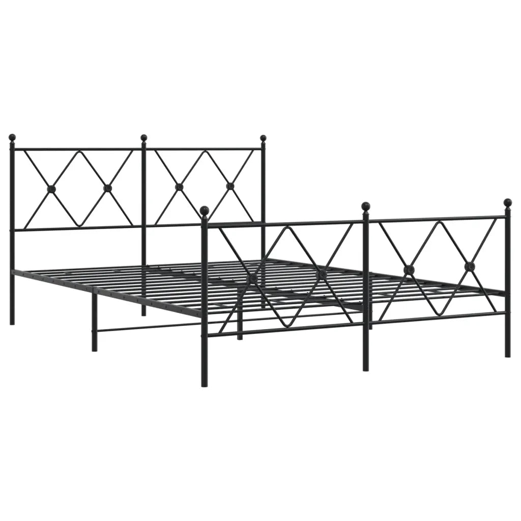 Giroletto con Testiera e Pediera-Struttura letto con testiera Metallo Nero 140x190 cm