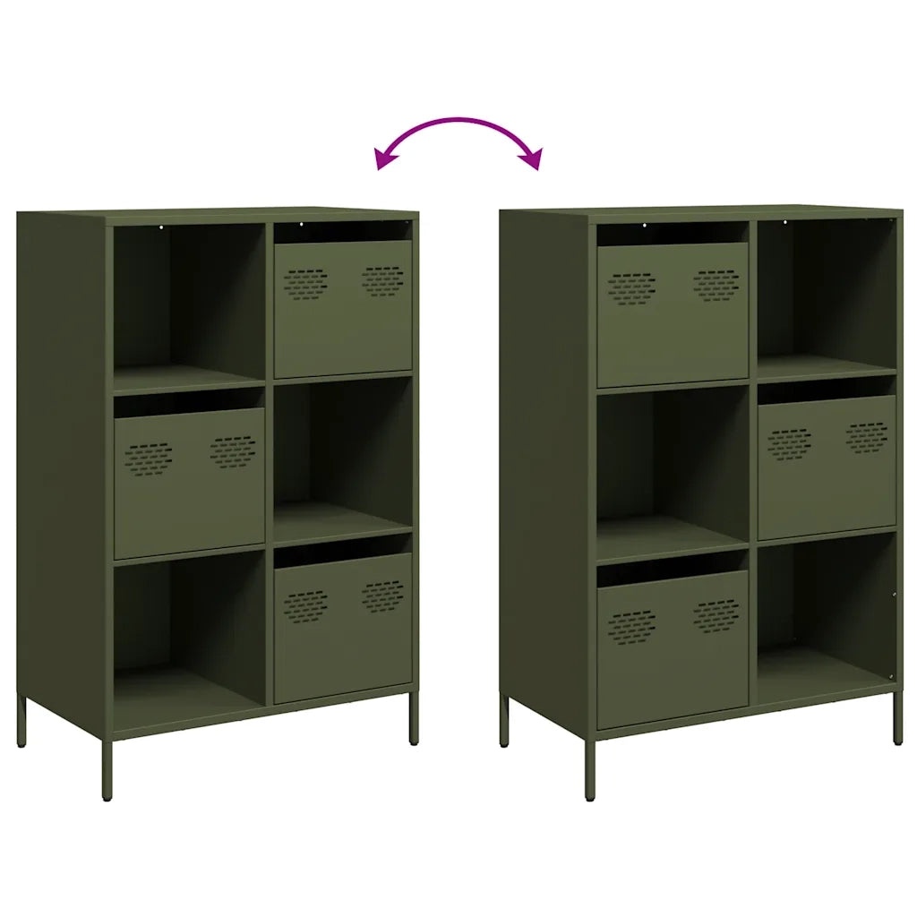 vidaXL Credenza Verde Oliva 68x39x103,5 cm in Acciaio