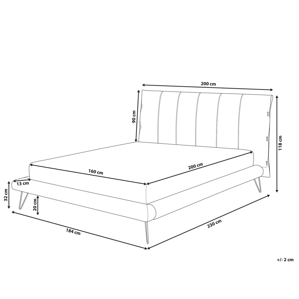 Letto 160 x 200 cm Gambe in metallo finta pelle bianca testiera con struttura imbottita