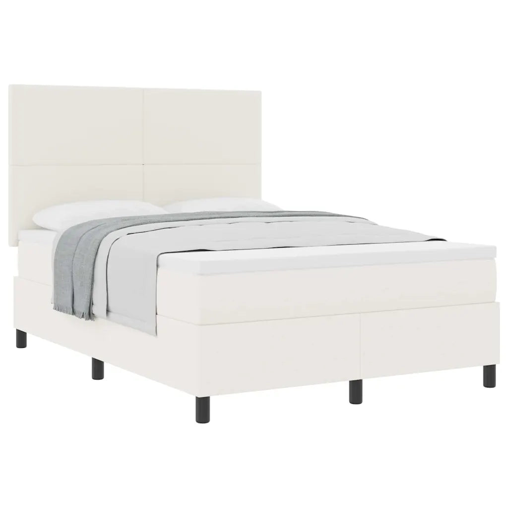 Letto a molle Crema e Bianco 160 x 200 cm Tessuto in Cords 3337565