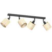 Plafoniera barra nera 4 spot rattan orientabili E14 Luminex