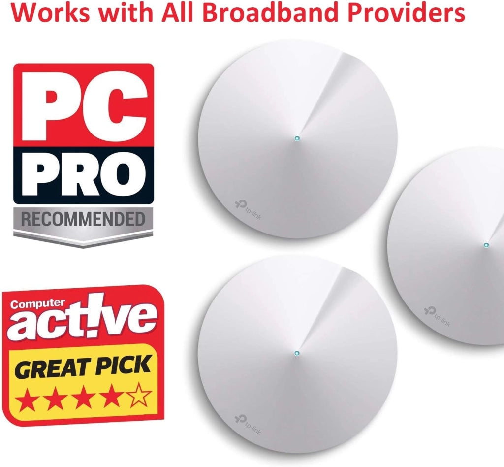 TP-Link Deco M5 Whole Home Mesh Wi-Fi System, Up to 5500 sq ft Coverage, Compatible with Amazon Echo/Alexa, Antivirus Security Protection and Parental Controls, Pack of 3