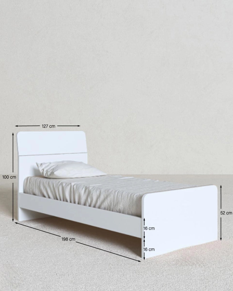 Letto Comby con fascioni e pediera - Letto una piazza e mezzo 127 x 197 - Struttura bianco - Rete e materasso esclusi_