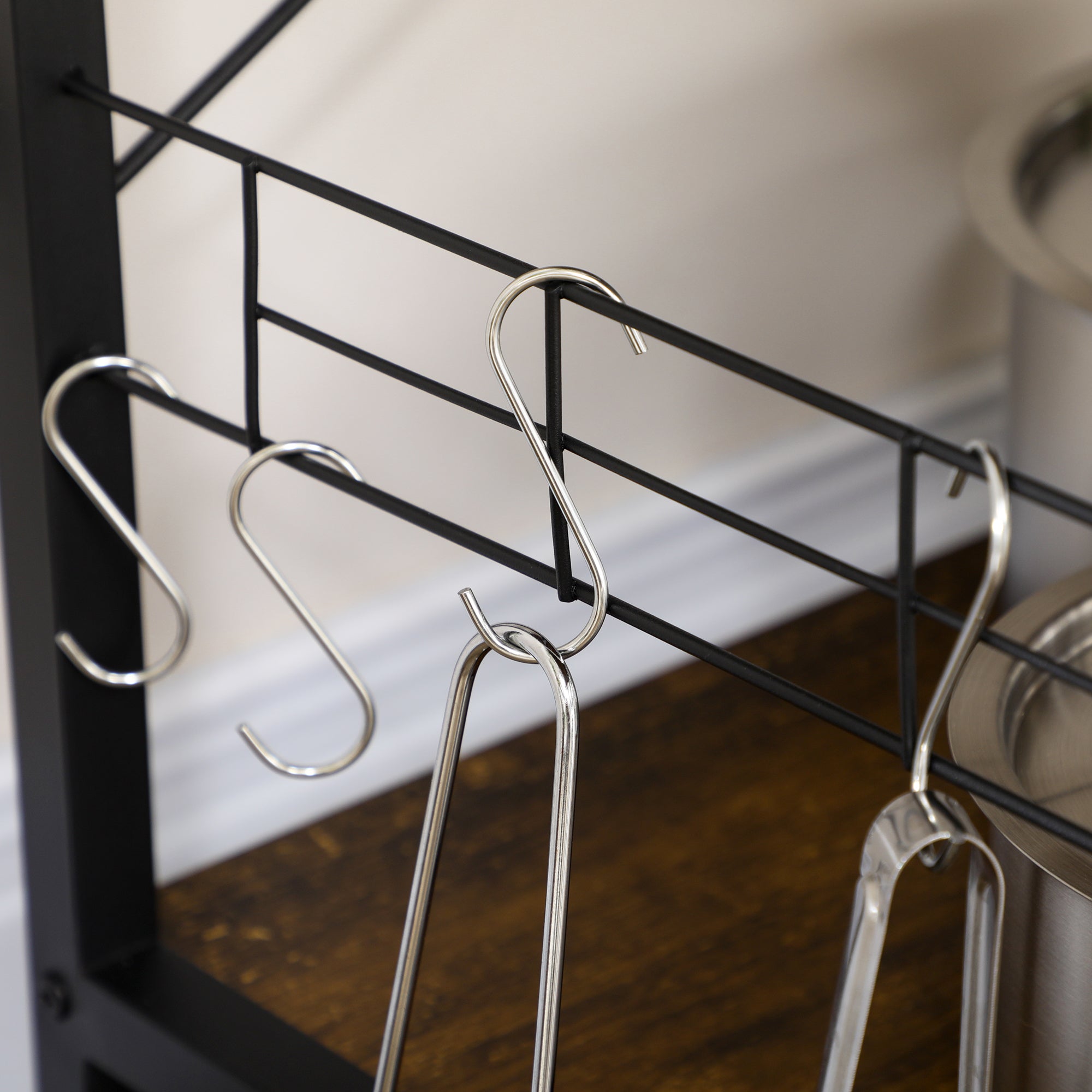 Mobile da Cucina 90x40x83 cm con Presa di Corrente e USB in Acciaio e Truciolato Marrone