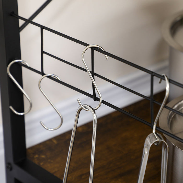 Mobile da Cucina 90x40x83 cm con Presa di Corrente e USB in Acciaio e Truciolato Marrone