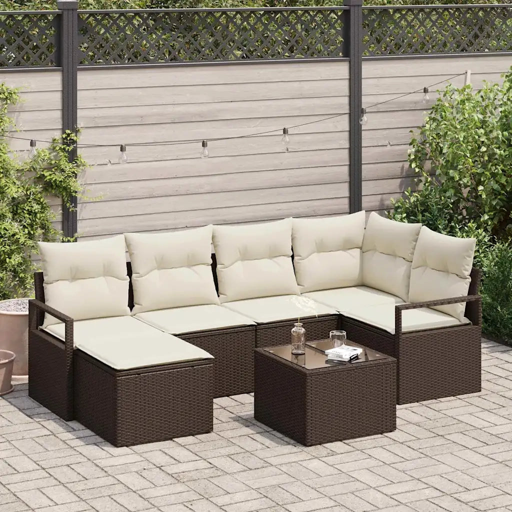 Set di divani 7 pcs Marrone polyrattan