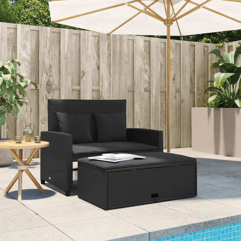 Divano da Giardino con Cuscini a 2 Posti Nero in Polyrattancod mxl 112104
