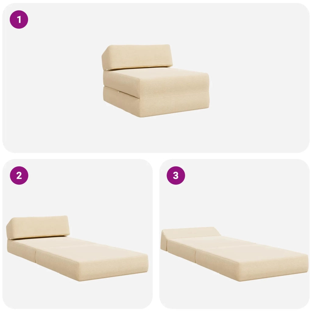Divano Letto Pieghevole Crema 60 x 70 x 41 cm Tessuto 900065