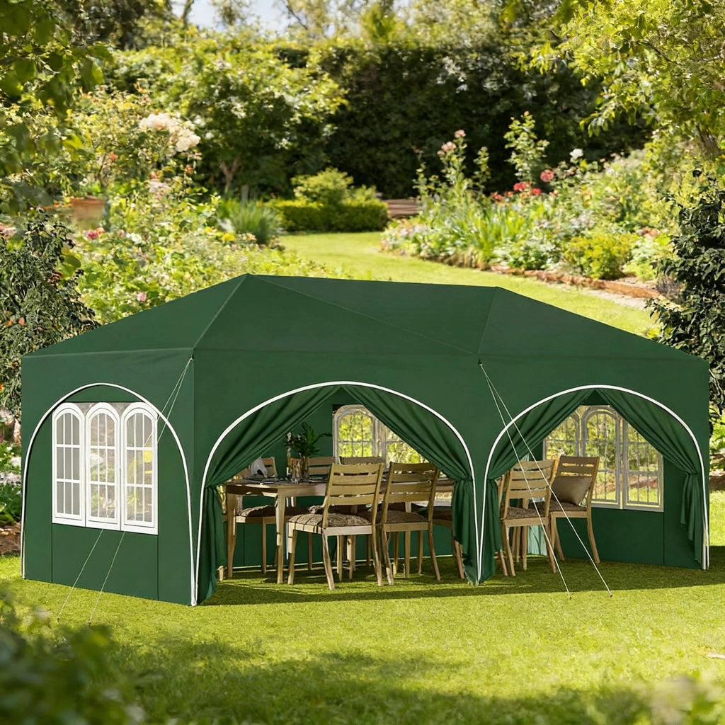 GAZEBO 3x6 m in ferro e tessuto Oxford verde