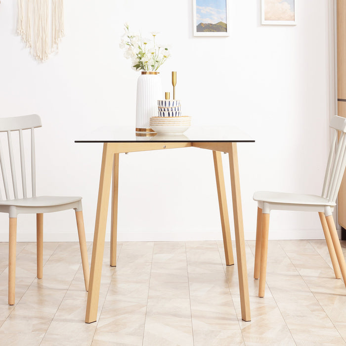 Tavolo Rettangolare 120x60x76 cm Max 4 Persone in Acciaio con Piano in Vetro Temperato