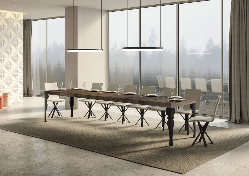 Tavolo allungabile 200/460x90 cm Paxon Premium noce gambe antracite