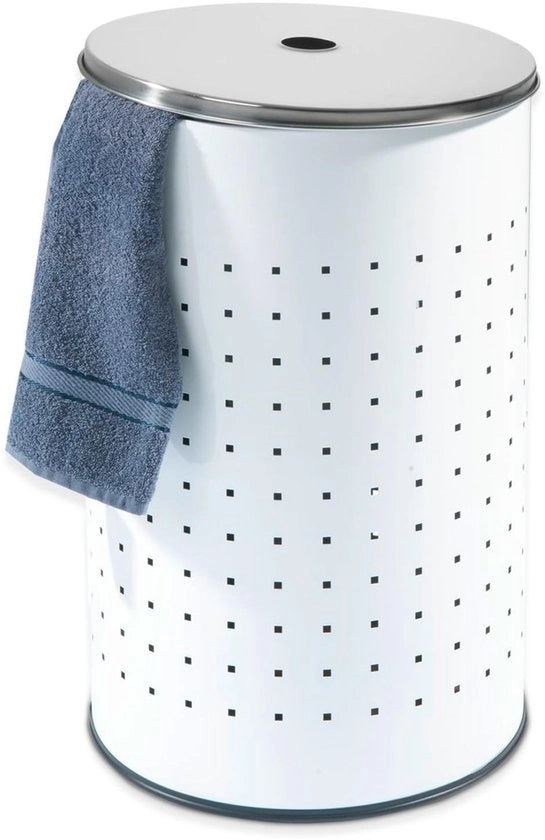 Contenitore per lavaggio con coperchio - Acciaio inossidabile - 54 Litri - Ø 35,5 cm - Design moderno - Fessure di aerazione - Finitura di alta qualità