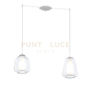 SOSPENSIONE BIANCO 2 LUCI SPOSTABILE VETRI BETA + GAMMA TRASPARENTI 1176BI-S2 S BG-TR