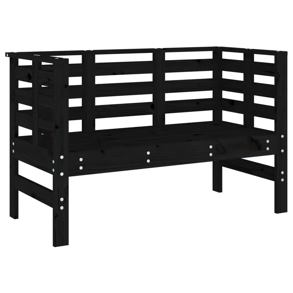 Panca da Giardino-Sgabello-Panca da esterno Nera 111,5x53x71 cm Legno Massello di Pino