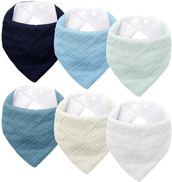 Set di 6 asciugamani per bambini, sciarpa di mussola a tre angoli per bambini, asciugamano per bambini superassorbente, sciarpa per bambini regolabile per bambini