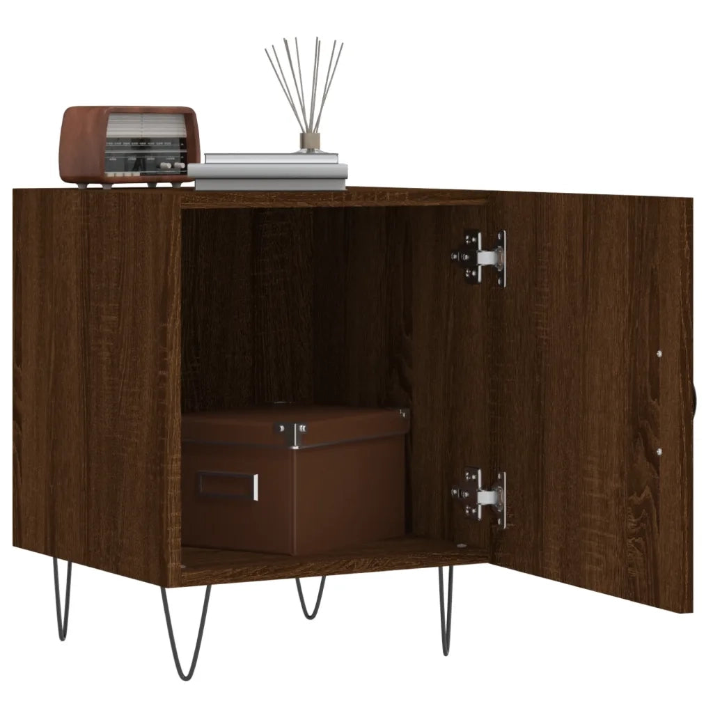 Set di 2 Comodini | Armadio da Notte | Mobiletto da notte Rovere Marrone 40x40x50 cm in Legno Multistrato