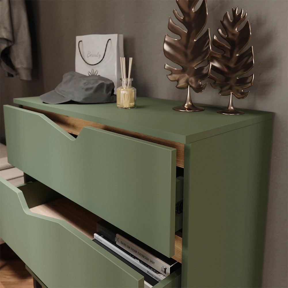 Vicco Cassettiera per camera da letto Verde/Artigianale 80 x 81.2 cm con 3 cassetti