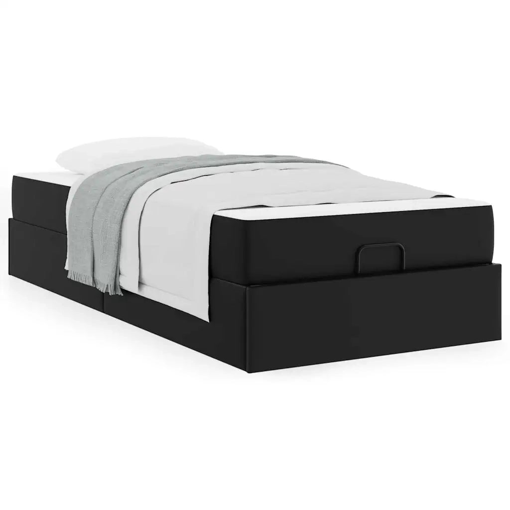 vidaXL Struttura letto con materasso Nero 90 x 200 cm Pelle sintetica