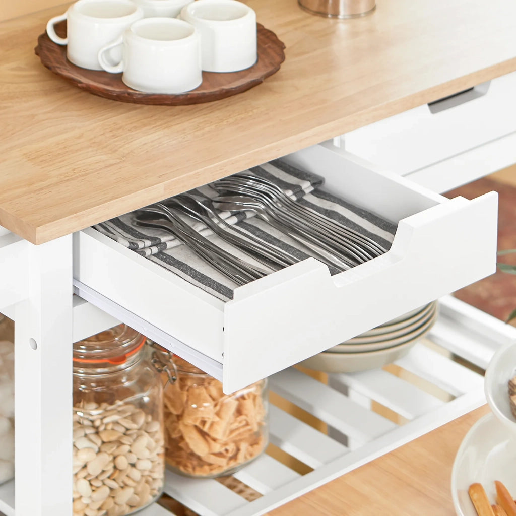 Carrello Cucina Credenza Bianca L85*P39*A90cm,2 cassetti FKW68-WN