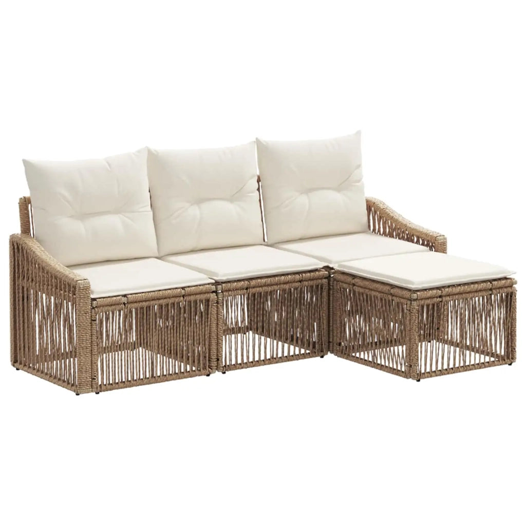 Set Divano da Giardino 4 pcs Beige polyrattan 3435987