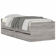 Letto singolo | Letto per adulti | Giroletto con Cassetti Grigio Sonoma 90x200 cm