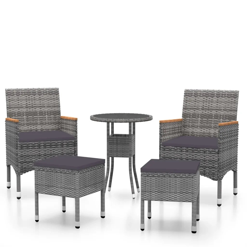 Set Divani da Giardino 5 pz | Set Salotto da Giardino in Polyrattan Grigio
