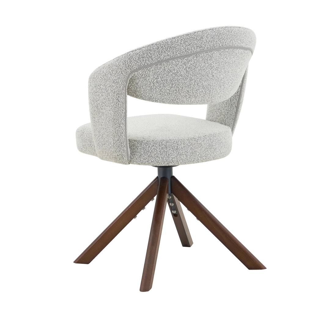 Set 2 Sedie da Pranzo Retr¨° Girevoli ¨C MINIMAL ¨C Tessuto Strutturato Grigio Chiaro, Gambe in Legno Massello Noce