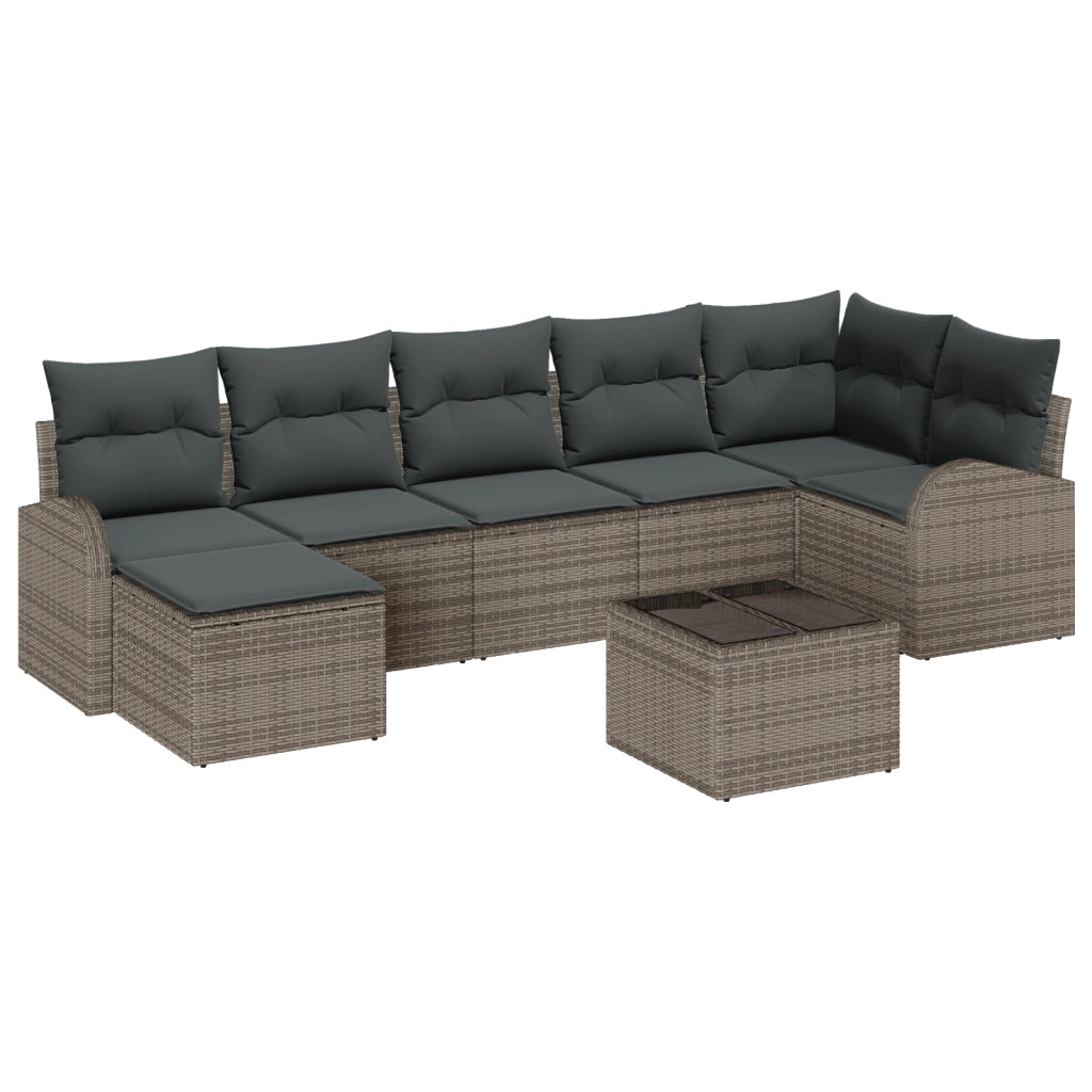 Set Divano Giardino 7 Pezzi con Cuscini Rattan Polietilene Nero