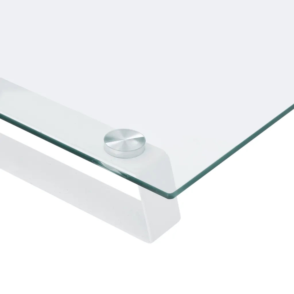 Supporto per Monitor Bianco 80x20x8cm Vetro Temperato e Metallo 374217