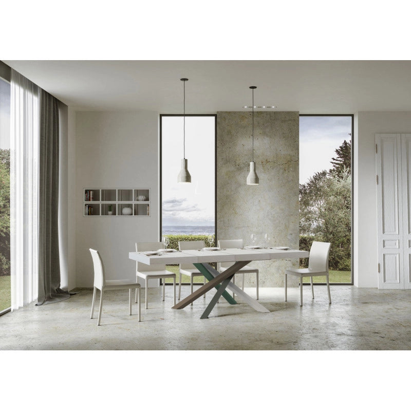 Tavolo allungabile 140/400x90 cm Volantis Premium telaio Multicolore 4/A - Bianco Frassino