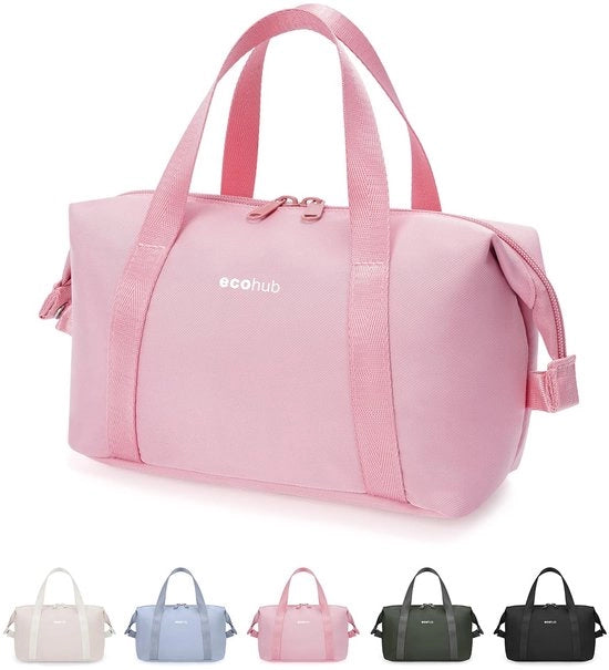 Toilette per donne, con apertura ampia, con resistenza idrorepellente, con borsa cosmetica leggera, con borsa per make-up riciclata, borsa per make-up per uso quotidiano (rosa)