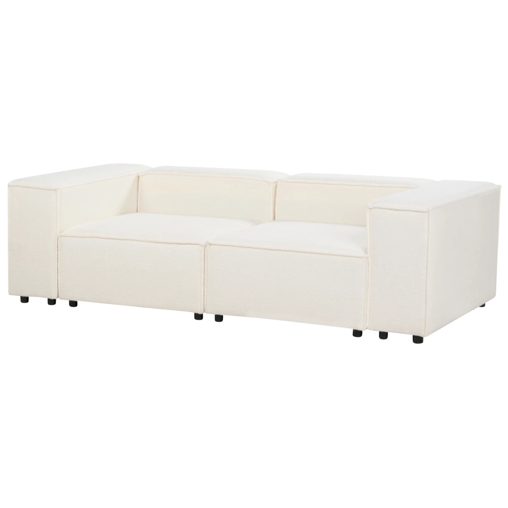 Divano moderno a 2 posti Gambe nere Rivestimento in tessuto bouclè bianco sporco Soggiorno moderno