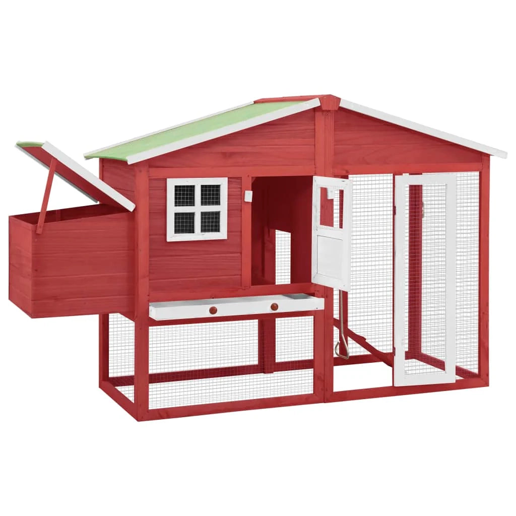 Pollaio con nido 191 x 67 x 117 cm legno massello di abete rosso e bianco 02_0001676