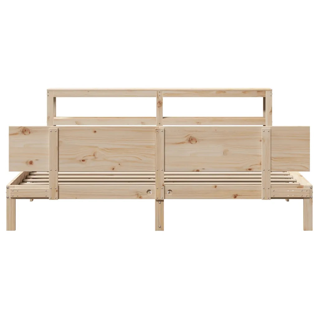 Giroletto con Testiera 200x200 cm in Legno Massello di Pino 3306094