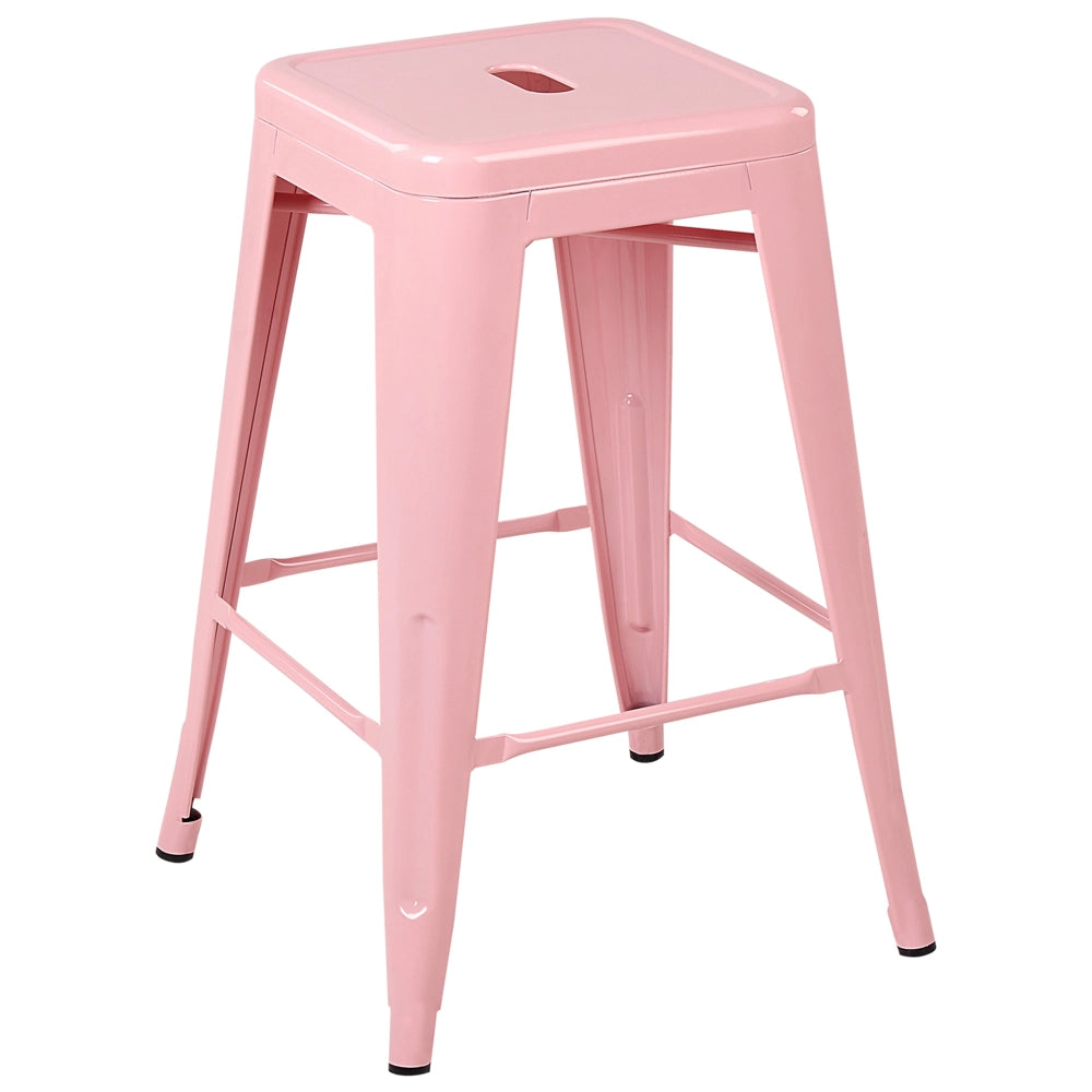 Set di 2 sgabelli bassi in Acciaio rosa e oro impilabili stile moderno 60 cm bar in casa