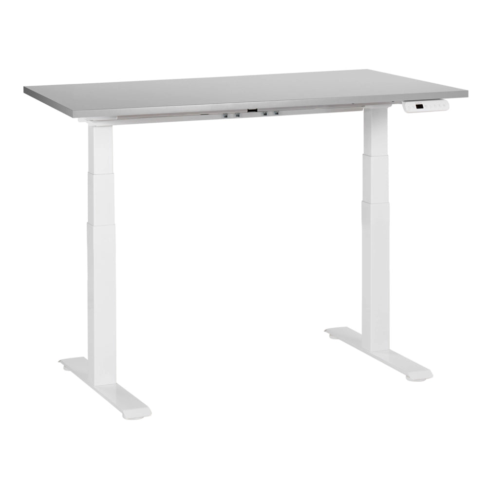 Scrivania regolabile in altezza elettricamente grigio e bianco 120 x 72 cm Struttura in acciaio verniciato a polvere