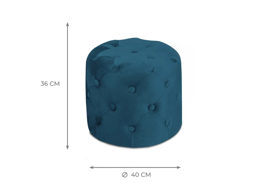 Pouf Salotto/Camera Con Bottoni Imbottito Modello Velvet Parigi In Tinta Unita - Pouf - Petrolio