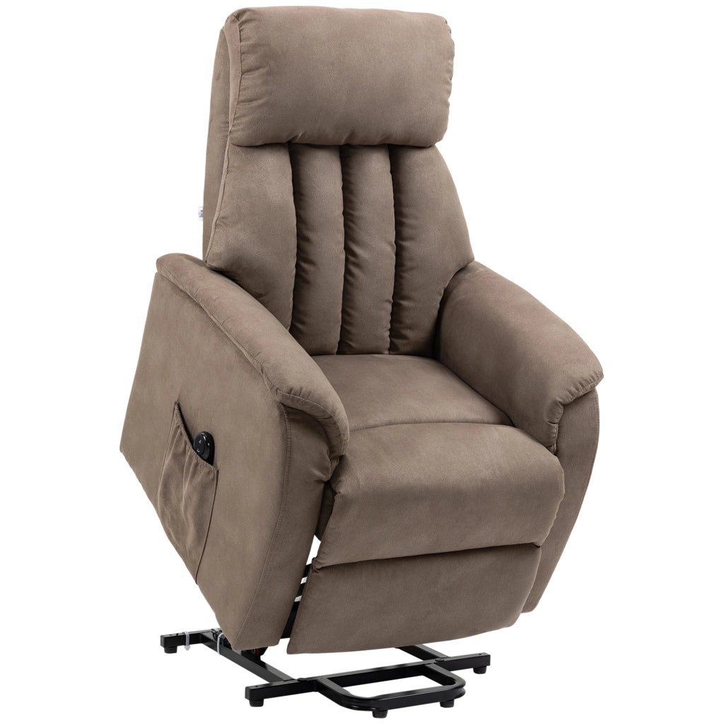 EasyComfort Poltrona Alzapersona Reclinabile 150° max con Telecomando e Poggiapiedi, 75x93x110 cm, Marrone