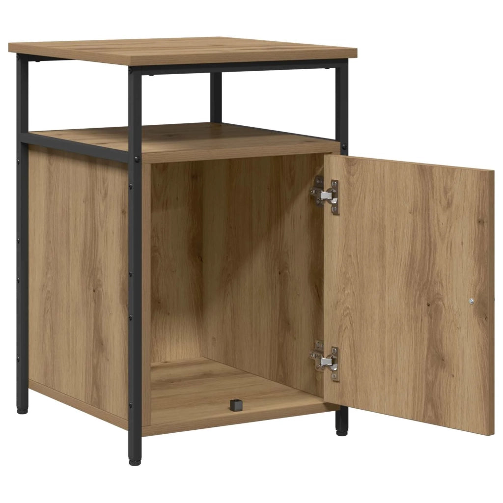 Set di 2 Comodini | Armadio da Notte | Mobiletto da notte rovere artigianale Legno multistrato