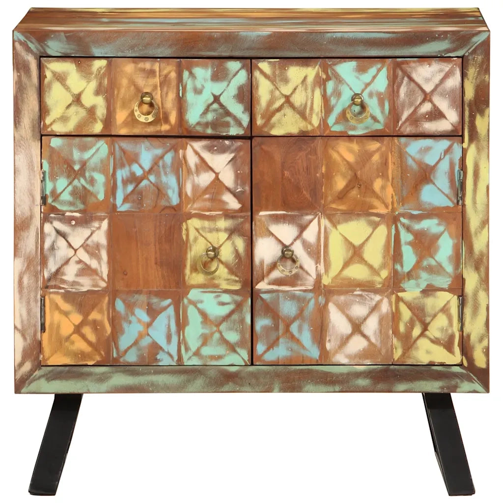 Cassettiera Multicolore 70x35x70 cm Legno Massello di Recupero 358186