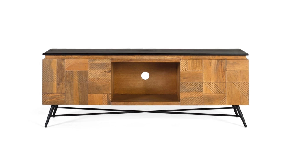 Mobile porta TV in legno di mango con finitura naturale 150 cm