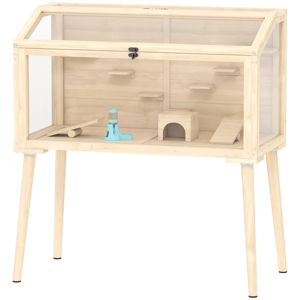 Gabbia per criceti con tetto apribile 7 piattaforme 2 altalene ¨C zephmum ¨C effetto legno naturale 110x52x101cm