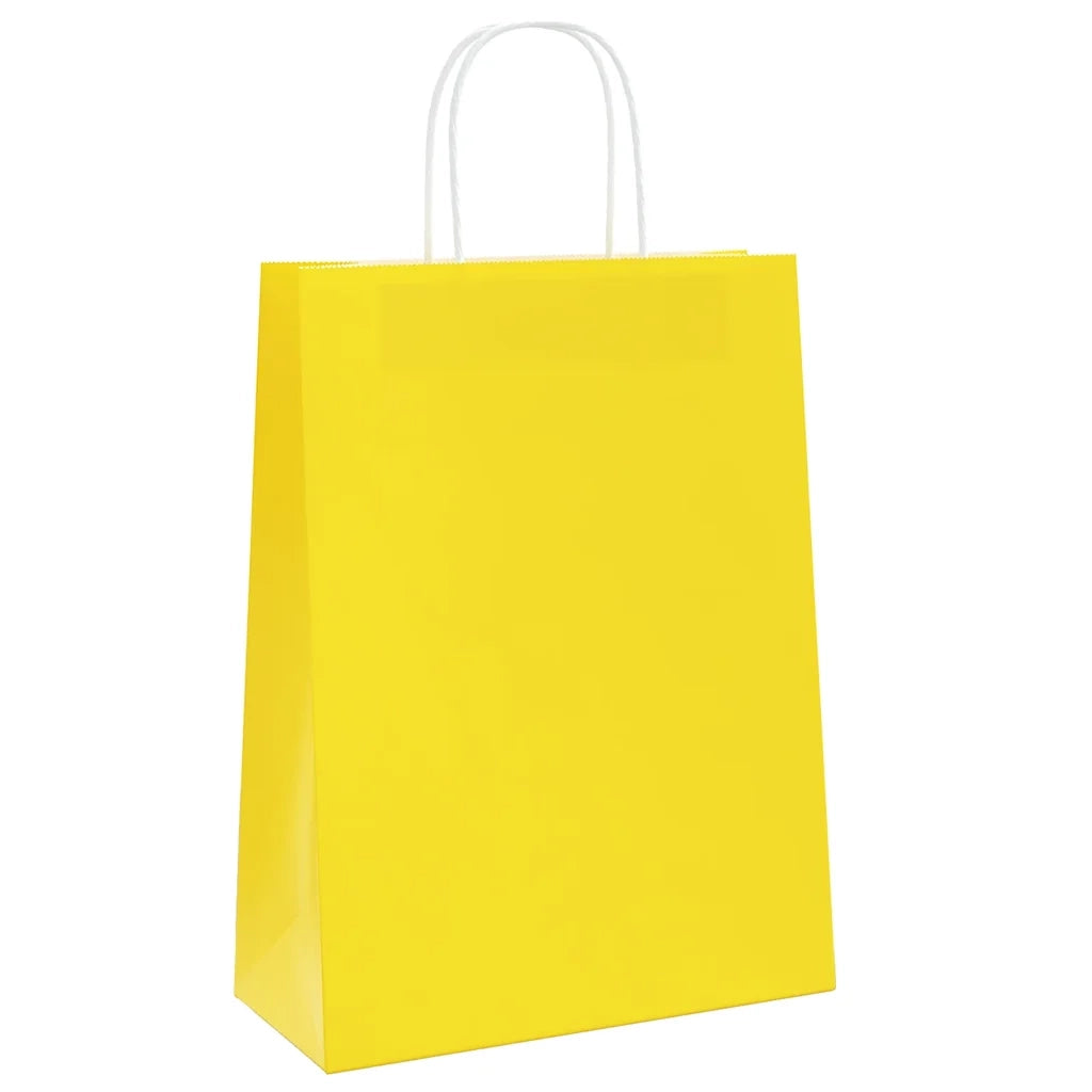 Sacchetti di Carta 50 pz con Manici Gialli 26x12x35 cm