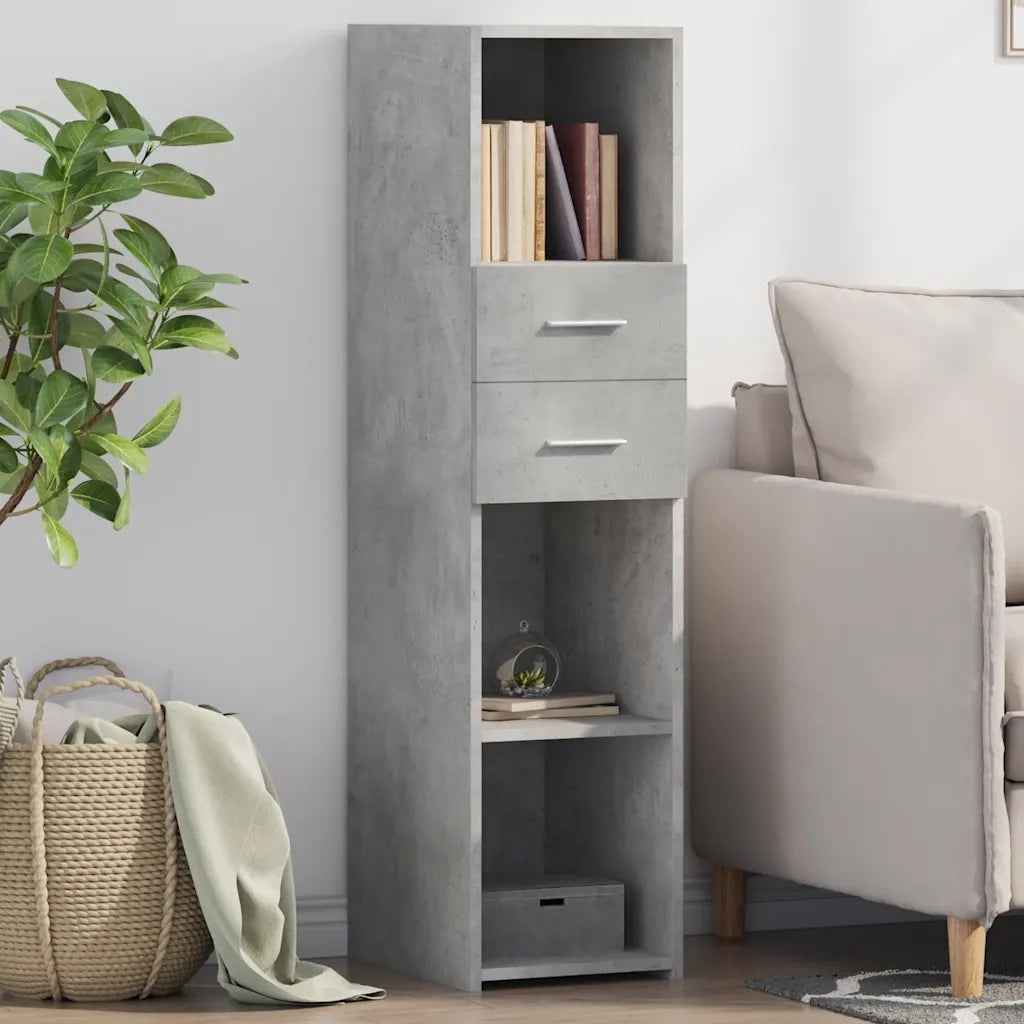 Credenza-Buffet-Armadio da cucina Grigio Cemento 30x42,5x124 cm in Legno Multistrato