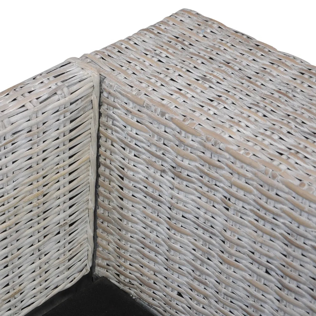 Divano a 3 Posti con Cuscini Grigio in Rattan Naturale cod mxl 15582