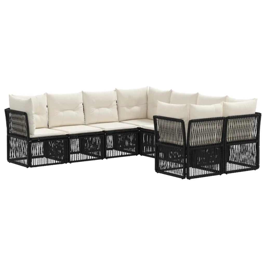 Set Divano da Giardino 8 pz 8-Numero di posti Nero polyrattan 3434446