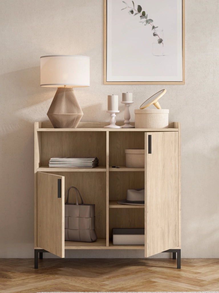 Credenza da ingresso Herdasa effetto rovere chiaro 88x90x33