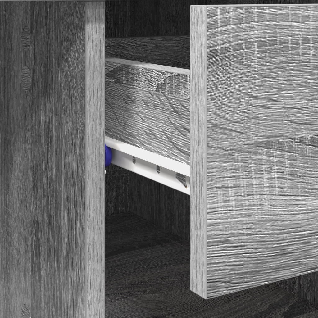 Scrivania con spazio di archiviazione Grigio Sonoma 90x49.5x75 cm Legno ingegnerizzato